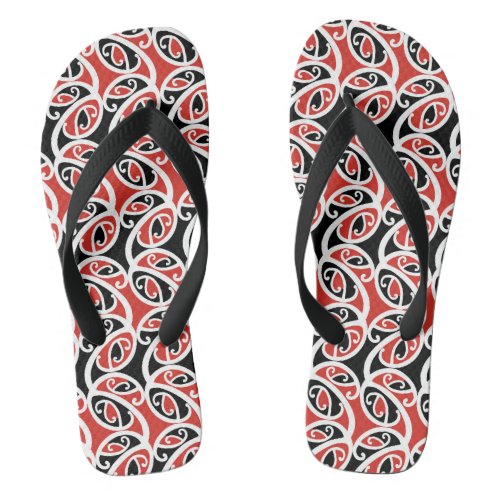 Kowhaiwhai Mangopare Maori Tribal Pattern Flip Flops