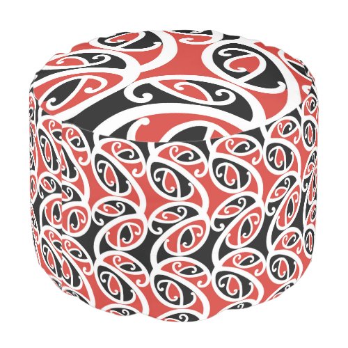Kowhaiwhai Mangopare Maori Tribal Pattern Pouf