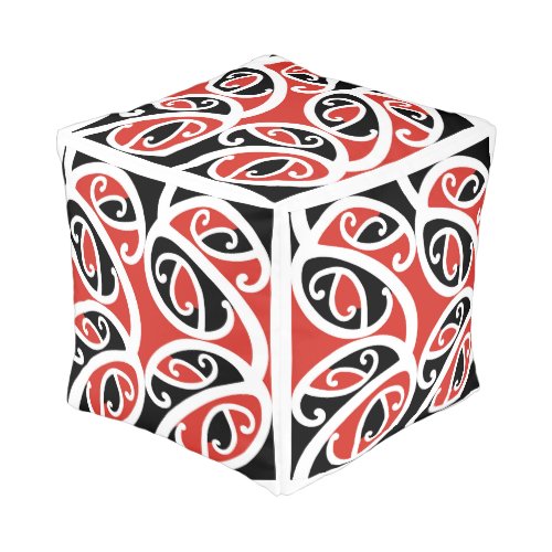 Kowhaiwhai Mangopare Maori Tribal Pattern Pouf