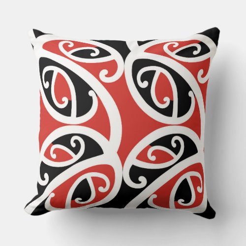 Kowhaiwhai Mangopare Maori Tribal Pattern Throw Pillow