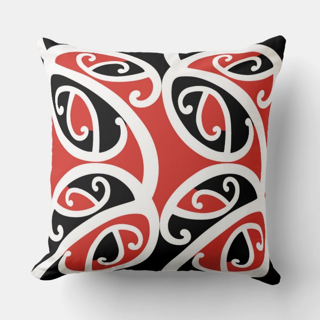 Kowhaiwhai Mangopare Maori Tribal Pattern Throw Pillow (Front)