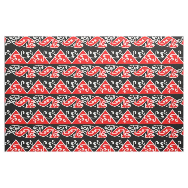 Maori Kowhaiwhai Traditional Pattern Fabric | Zazzle