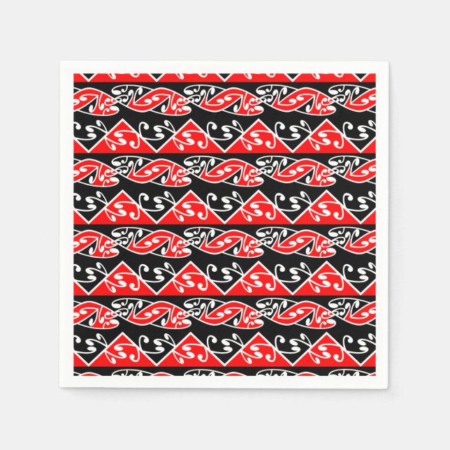 Kowhaiwhai Traditional Maori Koru Pattern Napkins (Front)