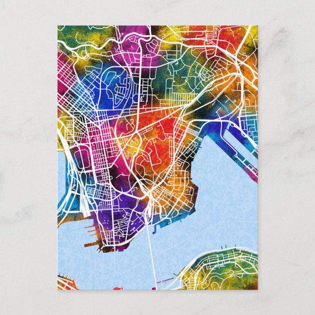 Kowloon Hong Kong City Map Postcard (Front)