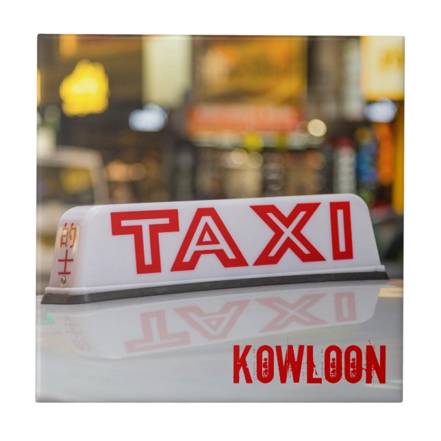 Kowloon Taxi in Urban Hong Kong Ceramic Tile (Front)