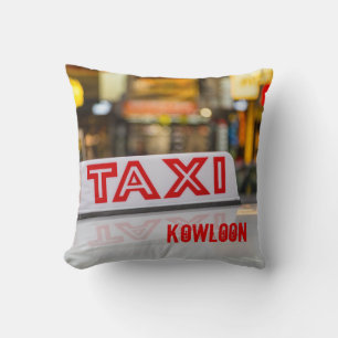 Kowloon Taxi in Urban Hong Kong Throw Pillow