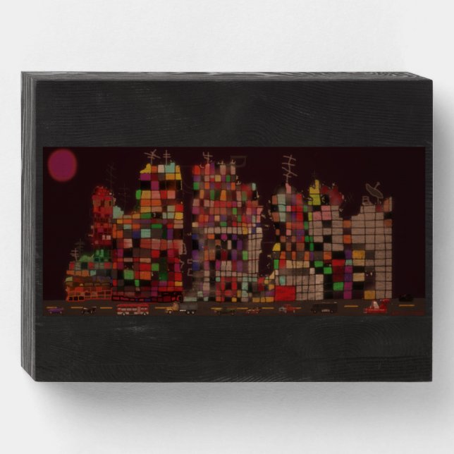 Kowloon Walled City from a distance-Wood Box Sign (Front Horizontal)