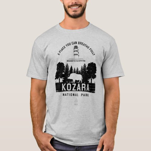 Kozara National Park Monument Black Design T_Shirt