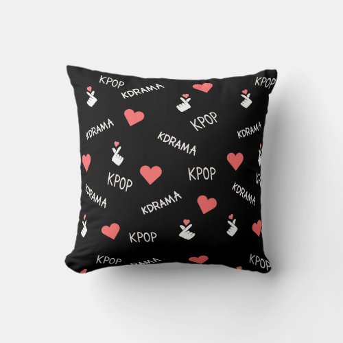  KPOP and KDrama with Hearts Reversable Pattern Throw Pillow