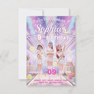 KPOP Birthday, Color the back! Invitation