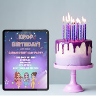 KPOP Birthday, Color the back! Invitation