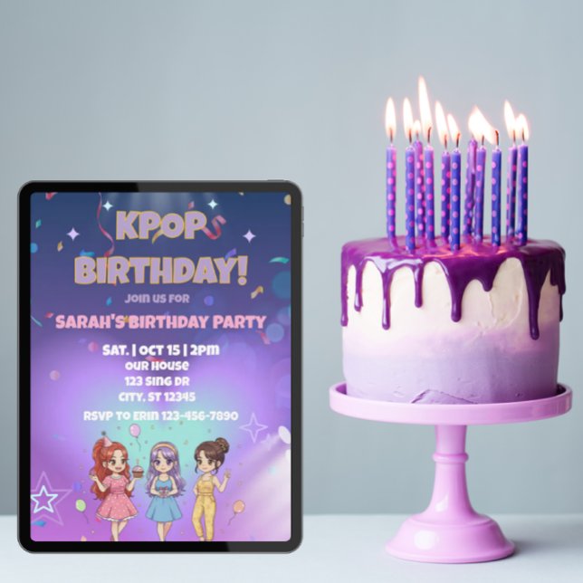 KPOP Birthday, Color the back! Invitation (Creator Uploaded)