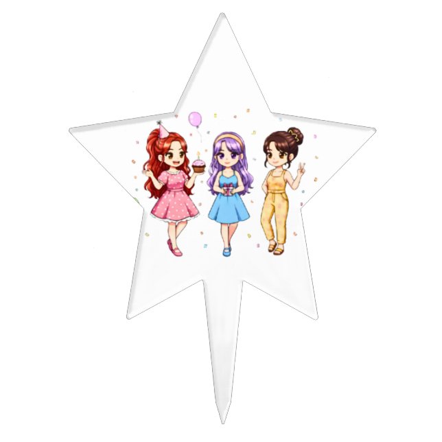 KPOP Birthday Girls Cake Topper (Front)