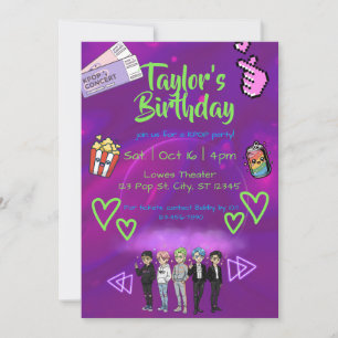 KPOP boy band birthday party Invitation