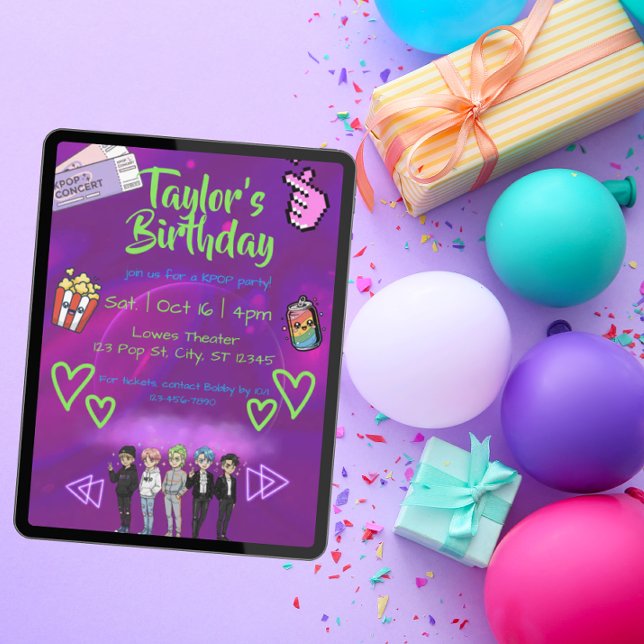 KPOP boy band birthday party Invitation (Creator Uploaded)