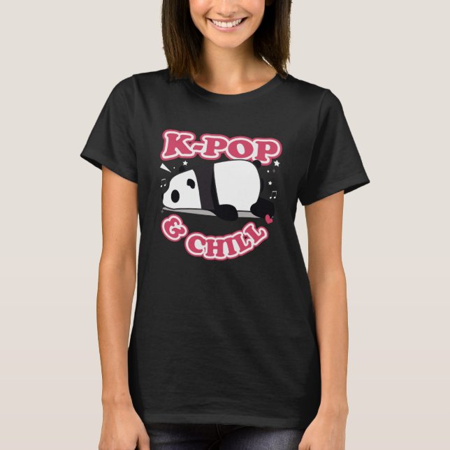 Kpop & Chill Panda Korea Music Symbol Teen Girls M T-Shirt (Front)