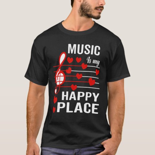 Kpop Concert of Heart Notes Music Is My Happy Plac T_Shirt
