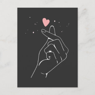 Kpop Drama Korean Finger Heart Saranghae Postcard
