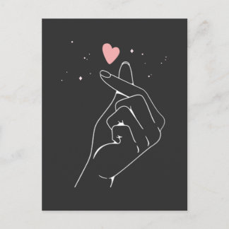 Kpop Drama Korean Finger Heart Saranghae Postcard