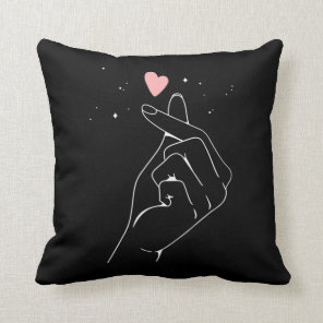 Kpop Drama Korean Finger Heart Saranghae Throw Pillow