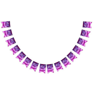 KPOP Fireworks Pattern Purple Pink Typograph Party Bunting Flags