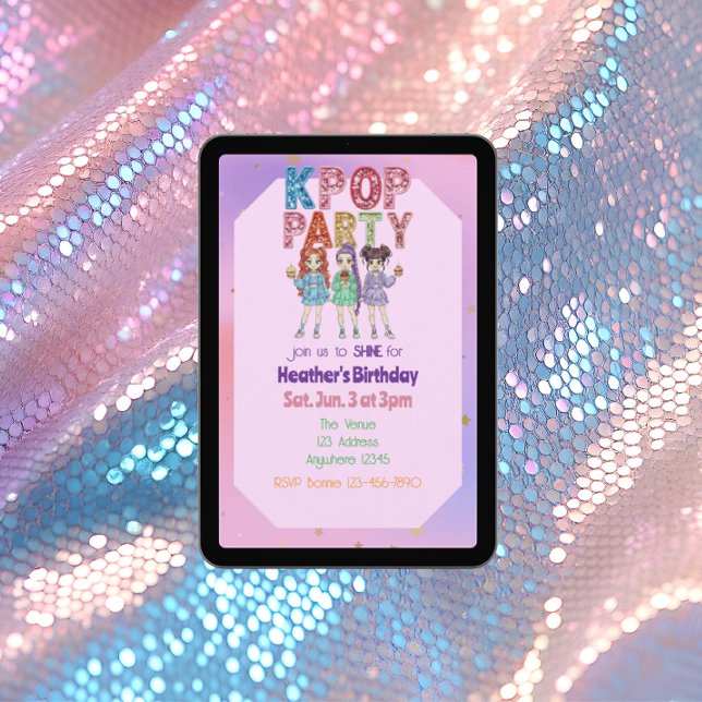 KPOP Glitter Patch Shine Birthday Invitation (Creator Uploaded)