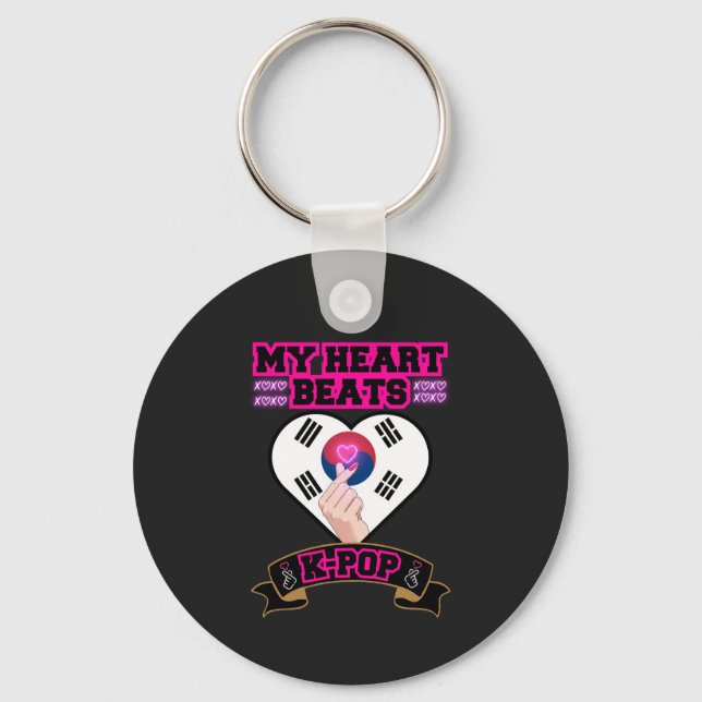 KPop Heart Korea Flag Hand Symbol Music Design Keychain (Front)