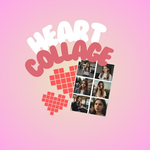 Kpop Idol Birthday Fancafe Pixel Heart Collage Photo Print