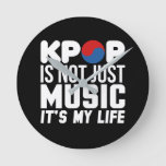 Kpop Is My Life Slogan Graphics (dark) Round Clock at Zazzle