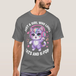 KPop Just A Girl Who Loves Cats and KPop K Pop Kaw T-Shirt