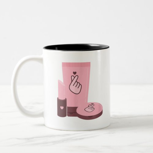 Kpop Korean Drama Makeup K_pop Heart Merch Gift T_ Two_Tone Coffee Mug