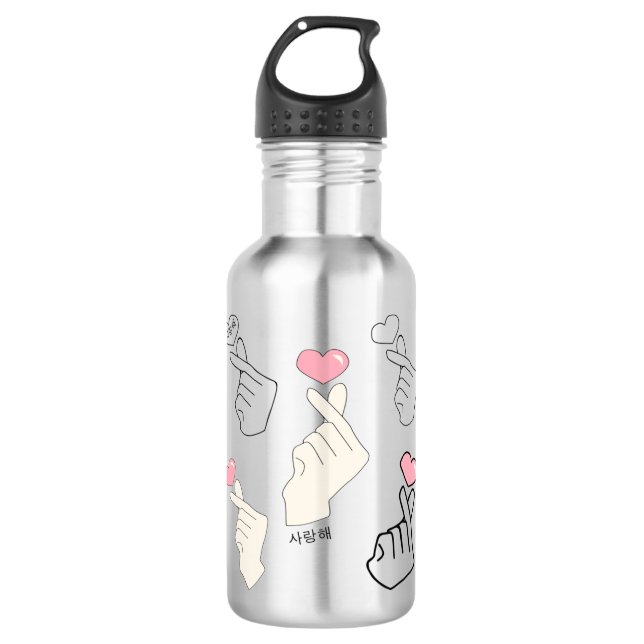 Kpop Korean Finger Heart  pack   Stainless Steel Water Bottle (Front)