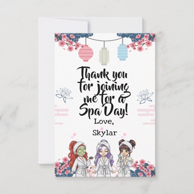 KPOP Spa Day Flat Thank You Card (Front)