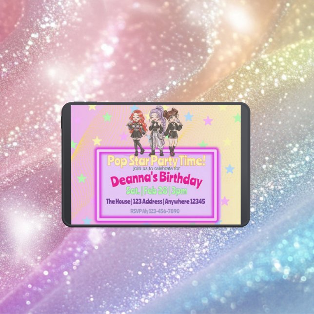 KPOP Star Party Time Birthday Invitation (Creator Uploaded)