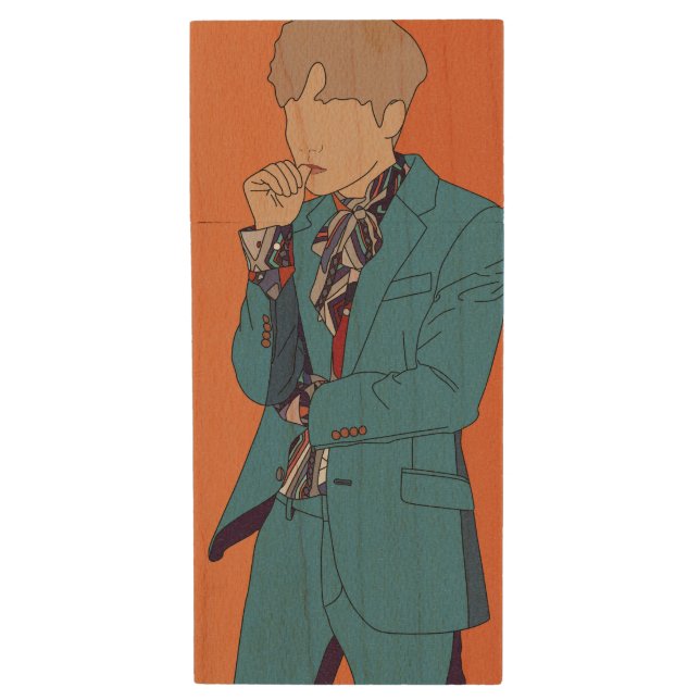 Kpop Wood Flash Drive (Front Vertical)