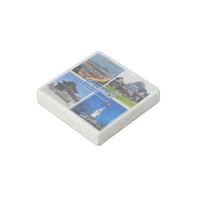 KR  South Korea - Seoul - Seoul at Night - Stone Magnet (Angled)
