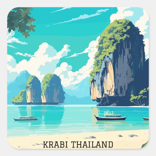 Krabi Thailand Beach Paradise Travel Square Sticker (Front)