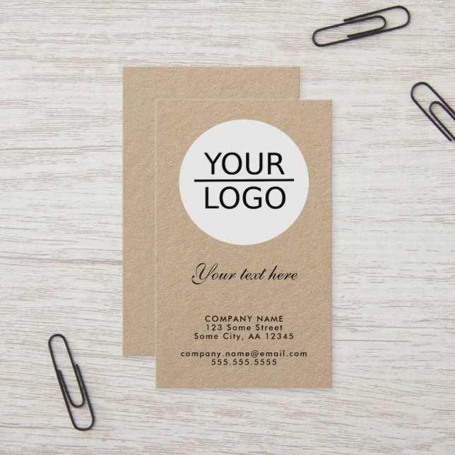 Kraft Add your Logo with Custom Text Promotion  Business Card (Front/Back In Situ)