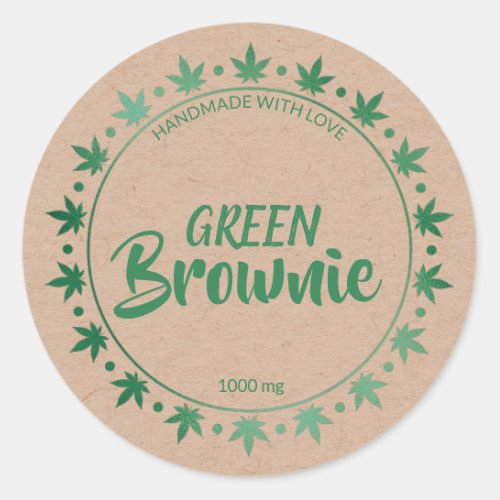 Kraft And Green Brownie  Homemade Edibles Label 