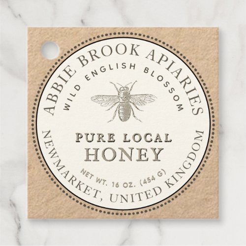Kraft and Ivory Honey Hang Tag with Honeybee 