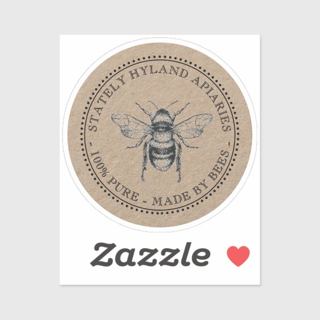 Kraft Apiary 100% Pure Made By Bees Honey Sticker (Sheet)