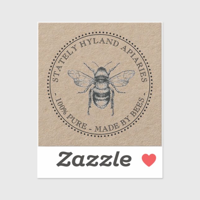 Kraft Apiary 100% Pure Made By Bees Honey Sticker (Sheet)