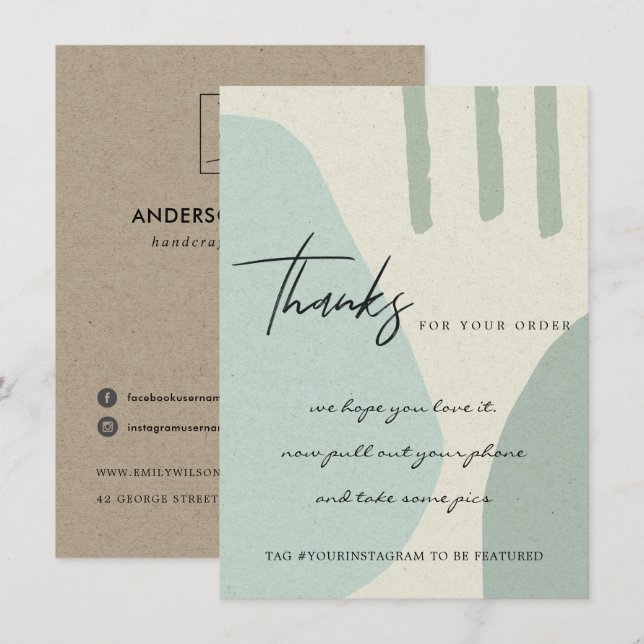 KRAFT AQUA BLUE ABSTRACT CORPORATE BUSINESS LOGO THANK YOU CARD (Front/Back)