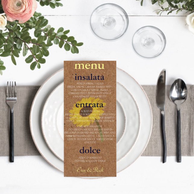 Kraft Autumn Bride Sunflower Shower Party Menu (Creator Uploaded)