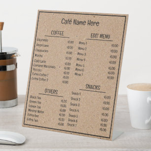 Kraft Background Café Coffee Shop Menu Pedestal Sign