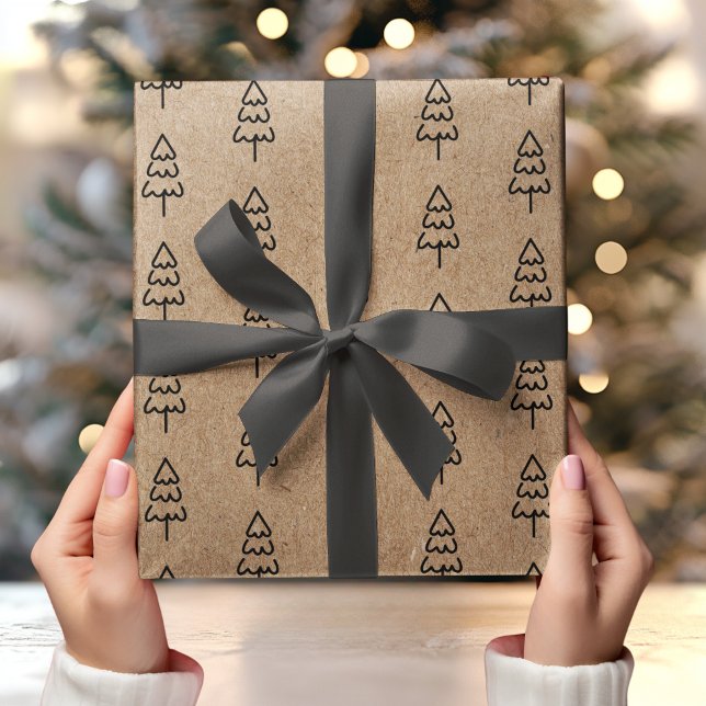 Kraft Background with Minimalistic Black Christmas Wrapping Paper (Creator Uploaded)