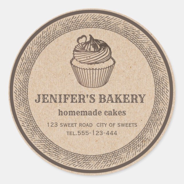 Kraft bakery Homemade cupcakes and sweets Classic Classic Round Sticker (Front)