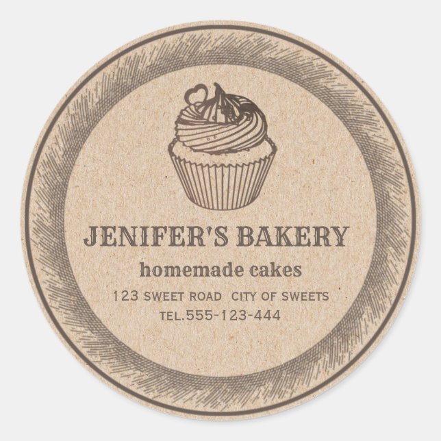 Kraft bakery Homemade cupcakes and sweets Classic Classic Round Sticker (Front)