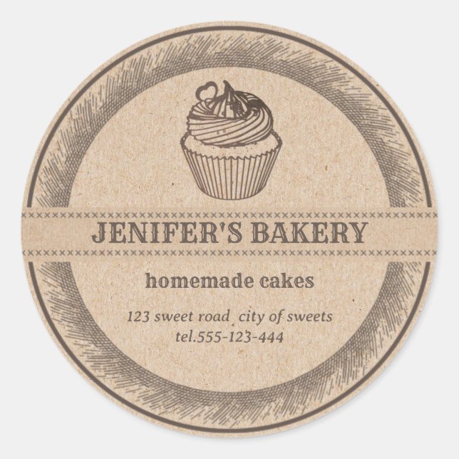 Kraft bakery Homemade cupcakes and sweets Classic Classic Round Sticker (Front)