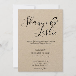 Kraft Beach Pink Modern Wedding Invitation V2